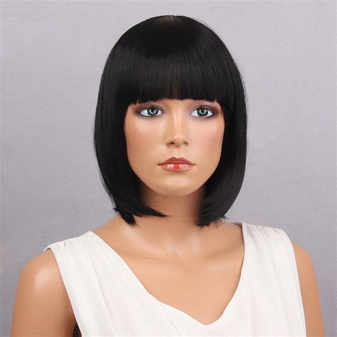 short bang wigs|short straight bob wigs.